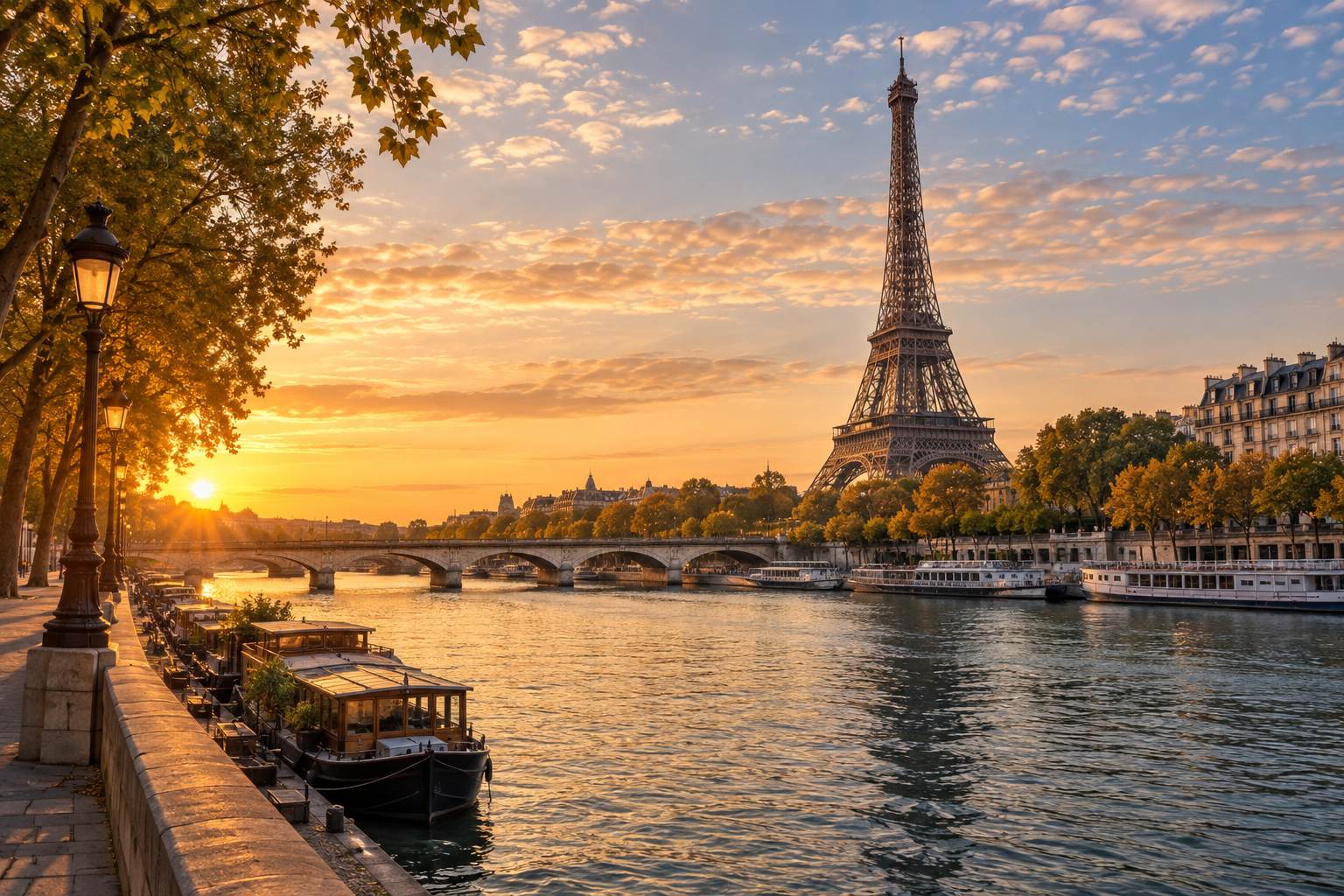 Paris and the Seine at sunrise