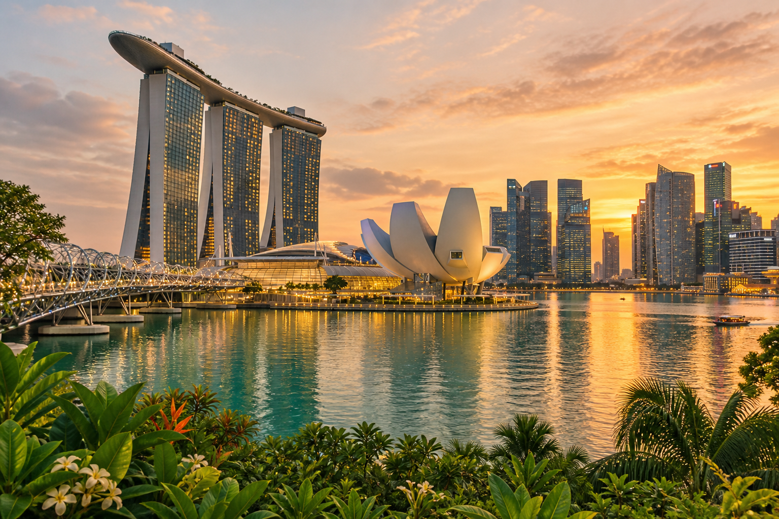 Singapore skyline at sunset
